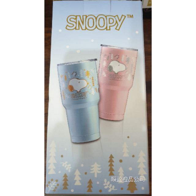 粉色史努比SNOOPY 下雪森林內瓷真空冰霸杯900ml