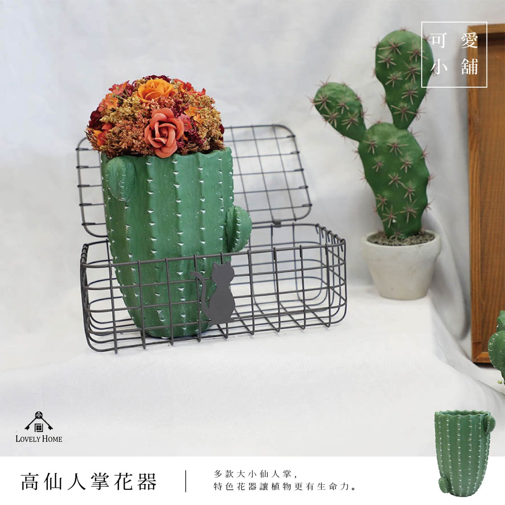 台中可愛小舖 田園鄉村風沙漠高仙人掌造型兩種尺寸庭院多肉植物造景擺飾小花盆盆器盆栽花店庭園花圃居家臥房陽台景觀用