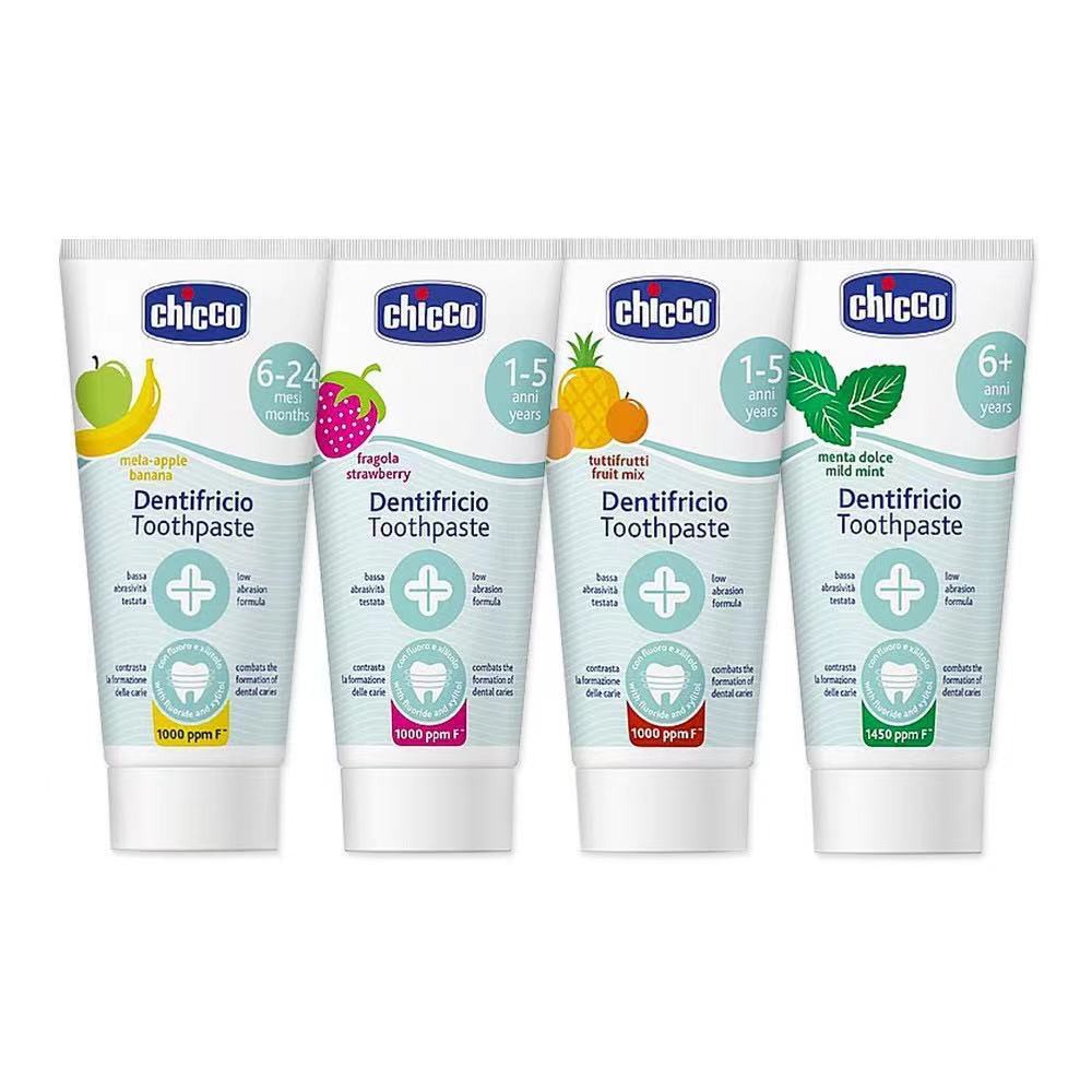 ❏ 台灣 Chicco ❏ 兒童木糖醇含氟牙膏 兒童牙膏 50ml (蘋果香蕉/水果草莓/鳳梨水果/薄荷)