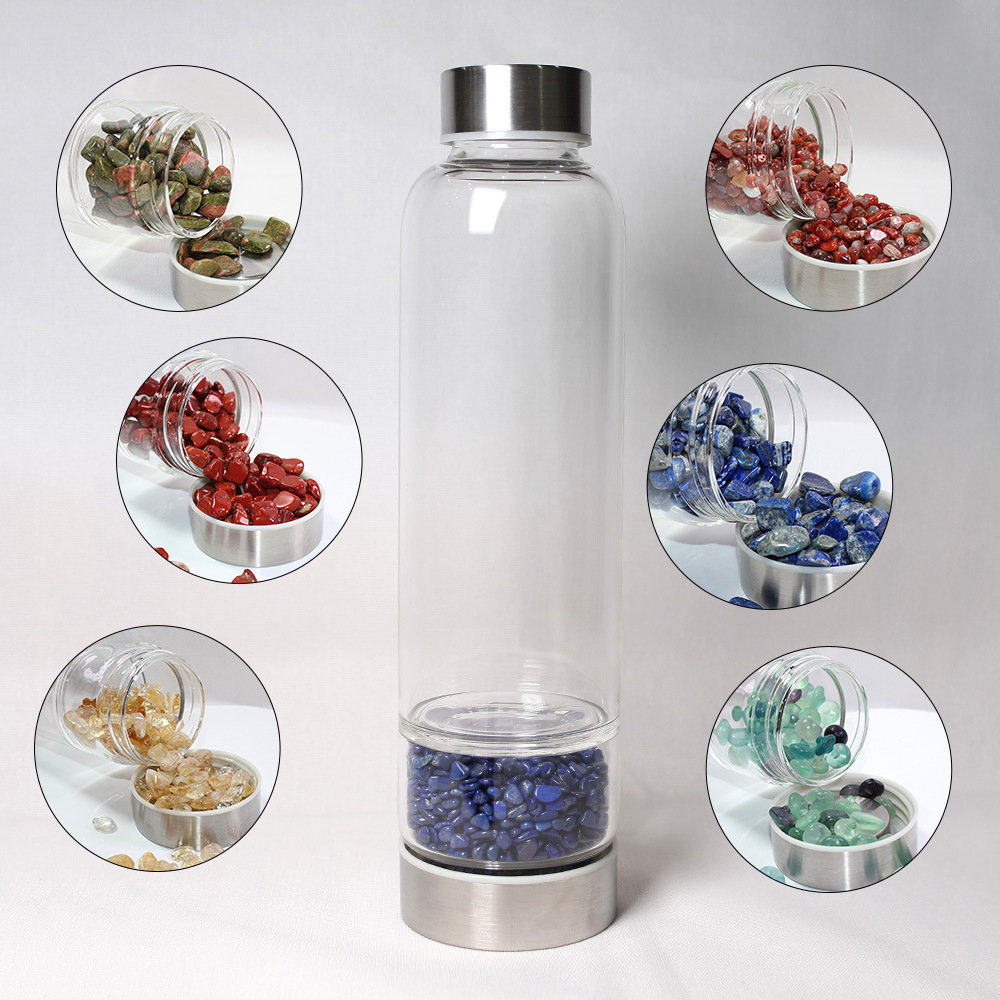 東海 天然 水晶 碎石 玻璃杯 水療杯 能量石 水瓶 可訂製
