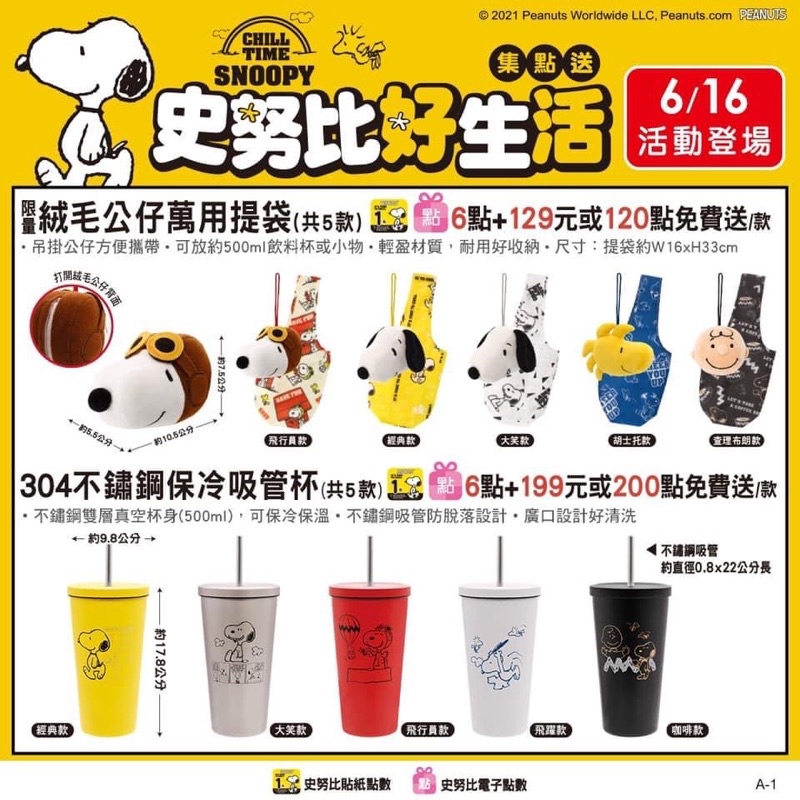 7 11史努比好生活不銹鋼保冷吸管杯304 環保杯絨毛公仔萬用提袋 蝦皮購物