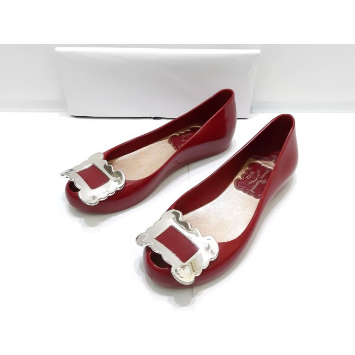 melissa Vivienne Westwood 專櫃 紅色 方釦 巴西 果凍 防水 橡膠鞋 香香鞋 平底鞋