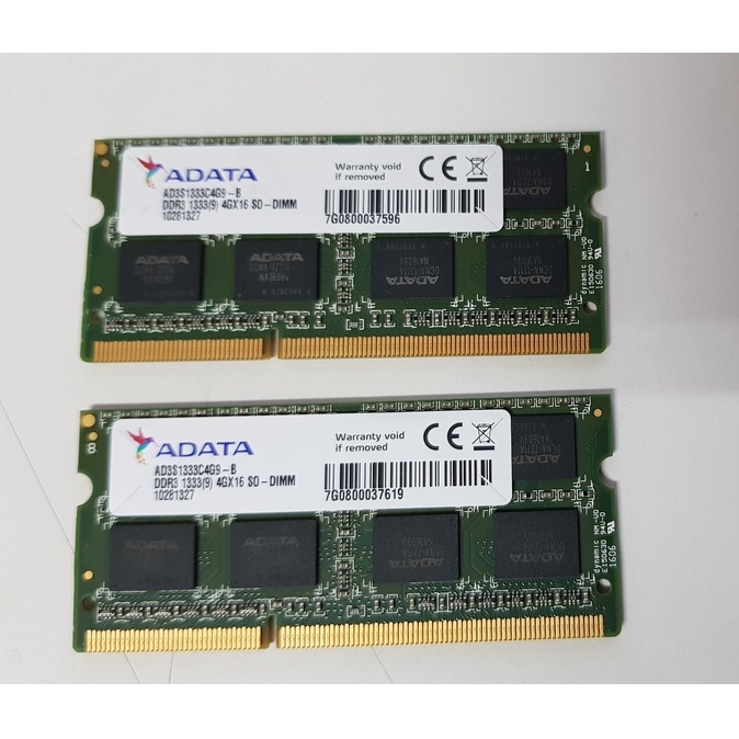 ADATA 威剛 DDR3 1333 4Gx2 筆電記憶體 共8G 可跑雙通道、不拆售 終身保固