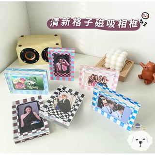 臺灣現貨🚚韓國 ins 棋盤格 壓克力磁吸 卡磚 3寸 小卡展示架 格子 迷你相框 壓克力相框 磁吸相框 追星 小卡展示