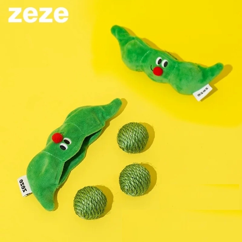 GoGoDy 現貨zeze綠碗豆響石麻繩球貓咪玩具 Green Peas Toy
