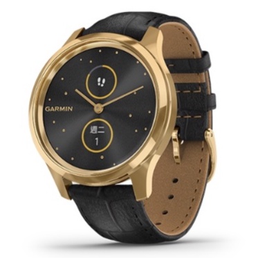 展示機 Garmin vivomove luxe 指針智慧腕錶 星夜金燦黑 皮革錶帶