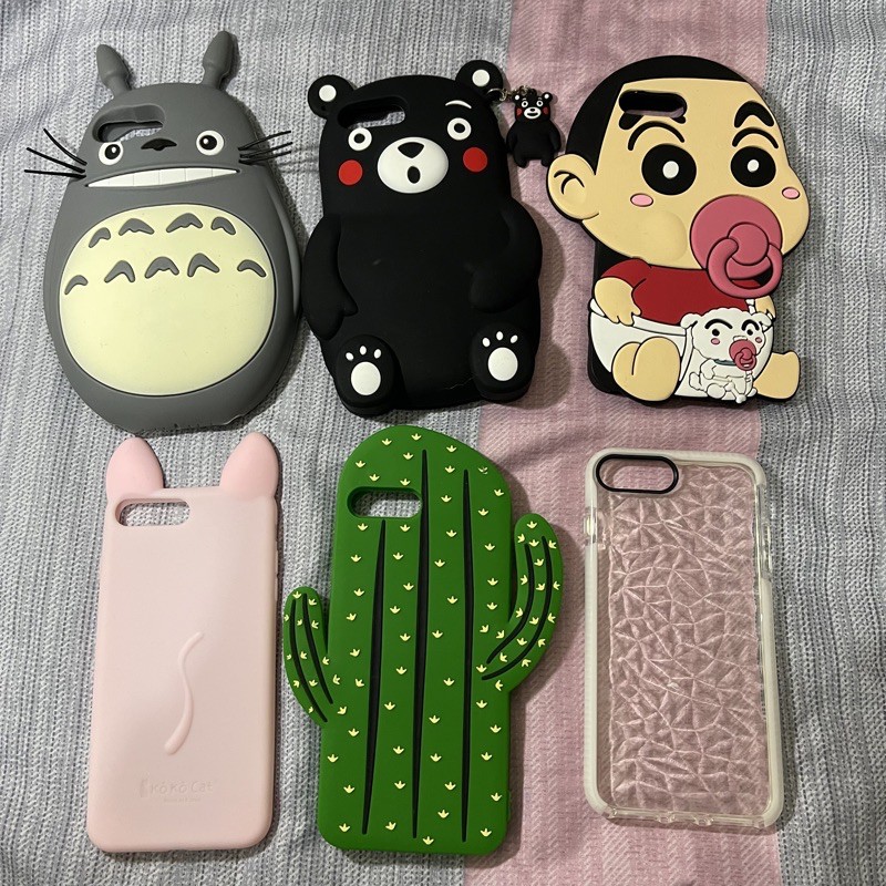 Iphone7 Plus 矽膠手機殼 龍貓 熊本熊 仙人掌 蠟筆小新 小白 貓耳朵 格紋 蝦皮購物