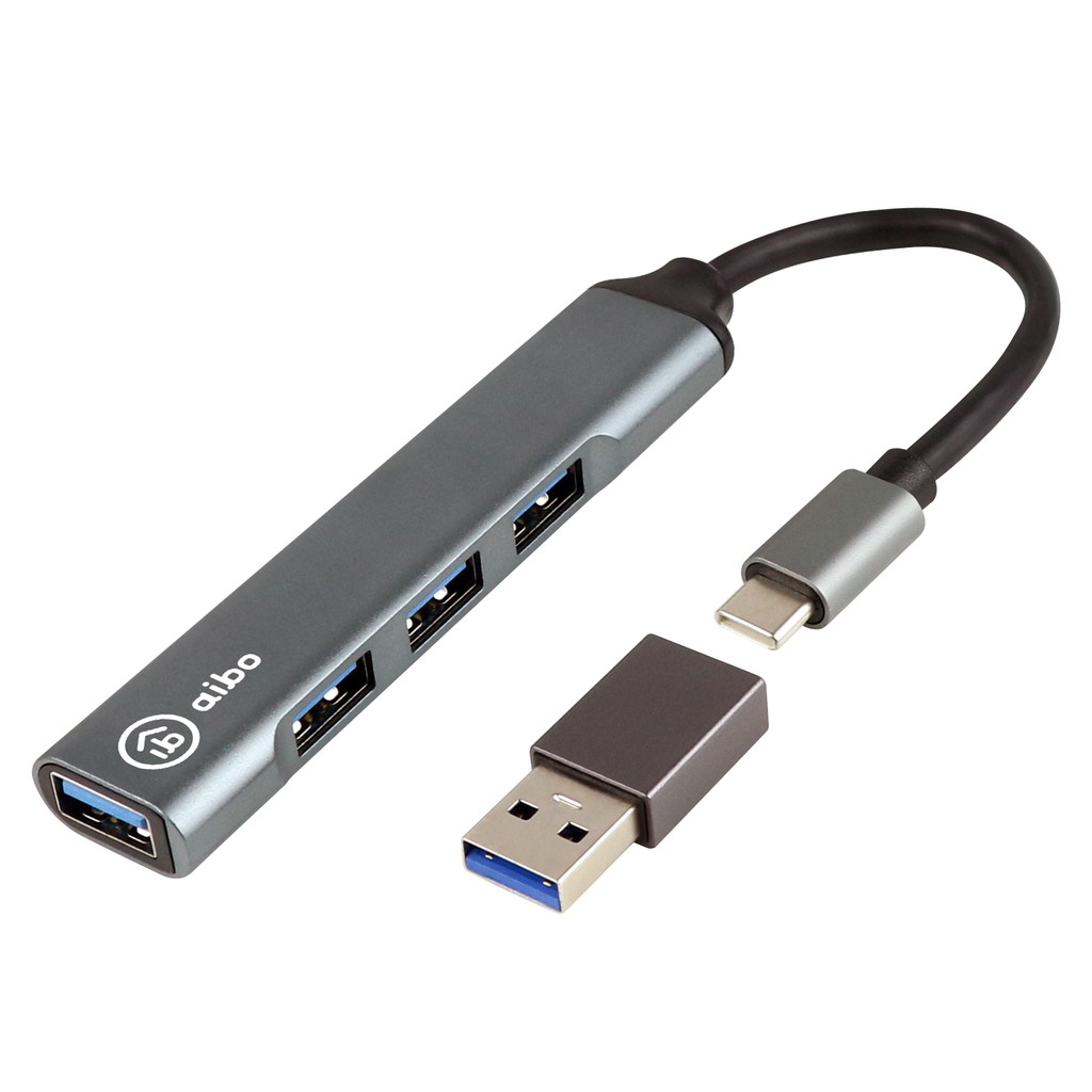 aibo Type-C 3.1 鋁合金 4埠USB3.0 HUB 附USB轉接頭 集線器 USB HUB 現貨 廠商直送