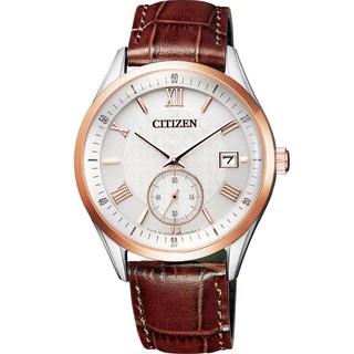 【CITIZEN 星辰】光動能 經典菱格紋紳士時尚男錶-玫瑰金x銀/38.5mm(BV1124-14A)