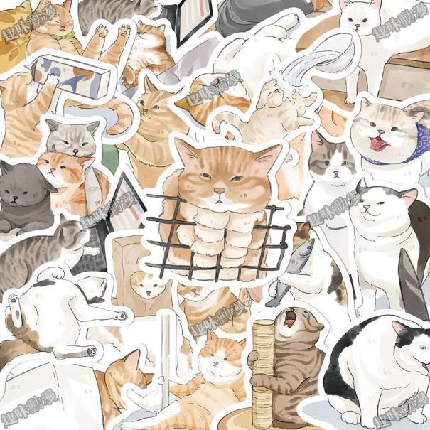 115張可愛貓咪貼紙橘貓筆記本電腦手機殼手賬本水杯裝飾防水貼畫【趣味動漫】