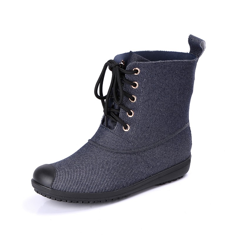 梅雨季必備時尚菱格紋防水短靴中短雨靴中筒平底雨靴防水中靴短靴 蝦皮購物