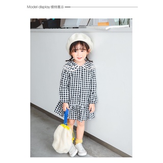 現貨EF11223010585 女童格子加絨長版襯衫 長袖長版上衣 保暖洋裝 黑紅兩色格子襯衫 韓系格子洋裝 加絨洋裝