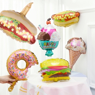 1pc 小漢堡披薩冰淇淋甜甜圈鋁箔氣球 / 兒童成人生日家居裝飾派對用品