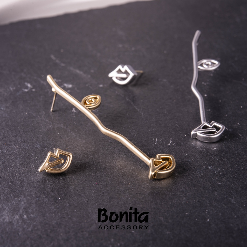 【Bonita】925銀針/畢卡索不對稱耳針耳環/700-9258