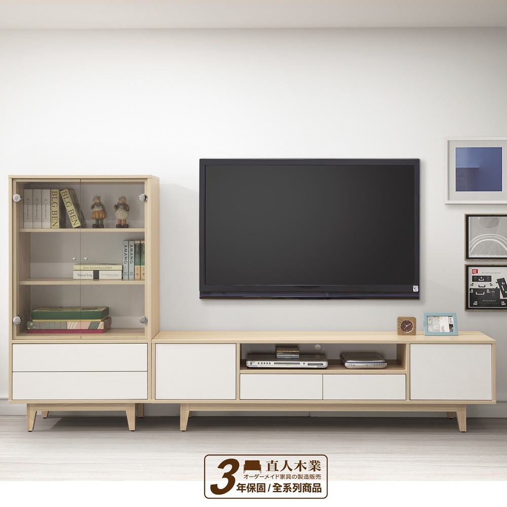 【日本直人木業】STAR北歐風系統板75CM置物櫃+182CM電視櫃