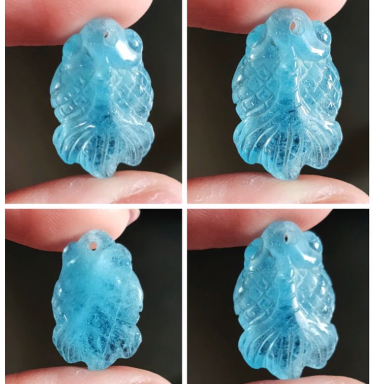 海水藍寶 海藍寶 金魚 雕件 裸石 戒面 墬子