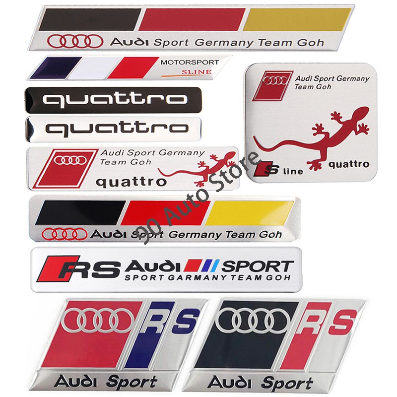 專用於奧迪Audi Quattro R8 S7 RS4 S6 改裝鋁合金車標貼銘牌 車身車尾貼 側標裝飾貼 刮痕遮擋貼
