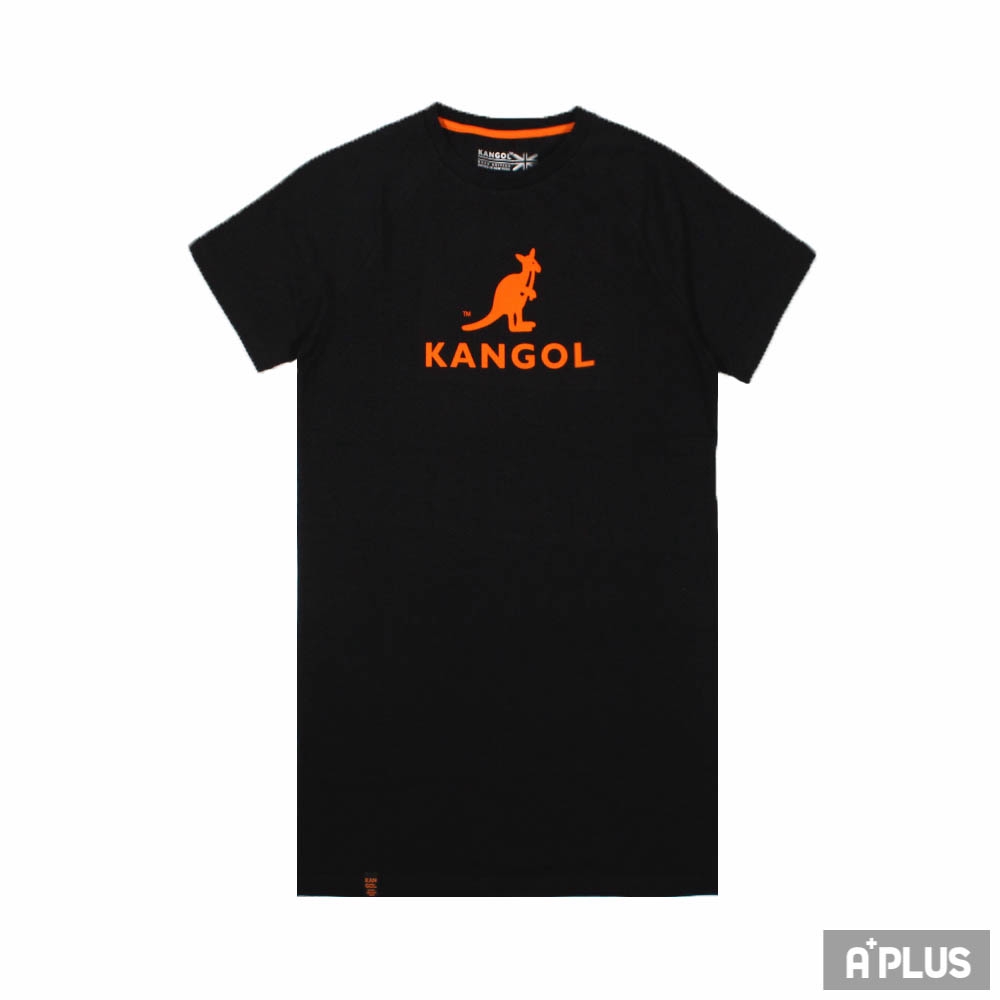 KANGOL 女 圓領長版T恤 連身洋裝 黑橘 - 6122100720