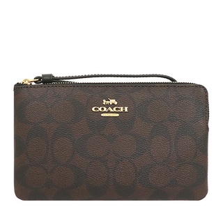 COACH 經典LOGO大款手拿包 防刮老花PVC塗層帆布 零錢包 手機包 手拿包 6648 深咖啡色(現貨)