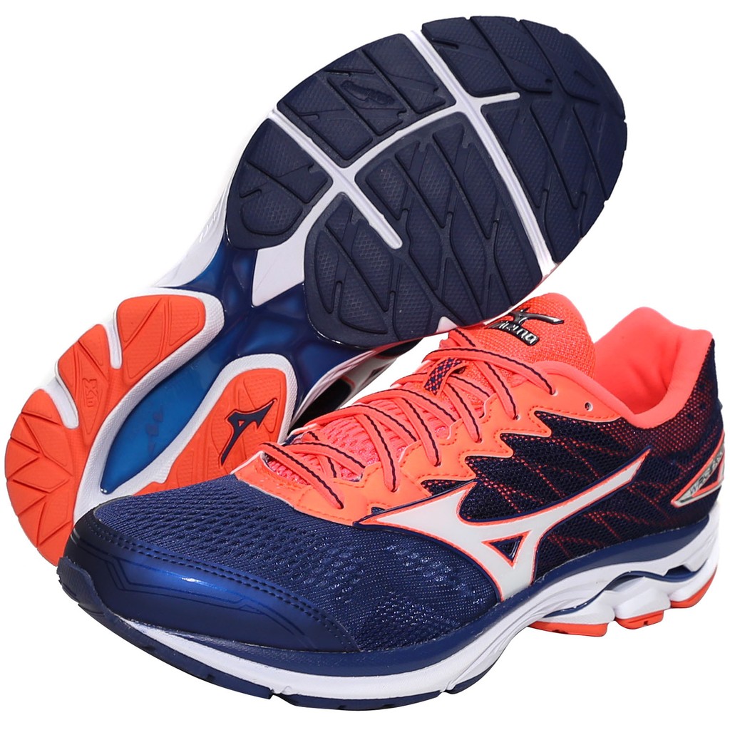 鞋大王Mizuno J1GC-170401 丈青×橘 RIDER 20 慢跑鞋/超寬楦/有13號/免運費/ 605M