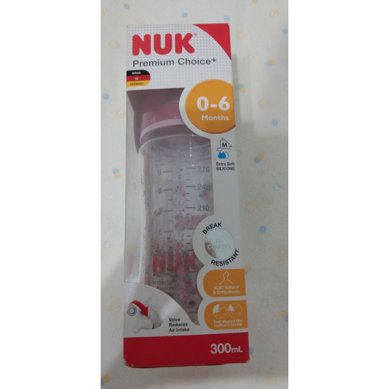 德國NUK 寬口徑PA奶瓶300ml 粉色全新