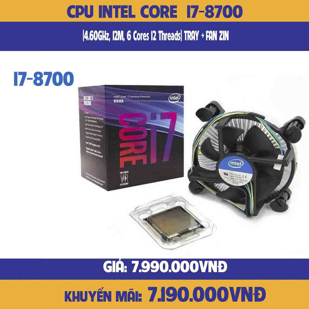 Intel Core i7 8700 CPU(4.60GHz,12M,6 核 12 線程)射線程 + ZIN 風扇