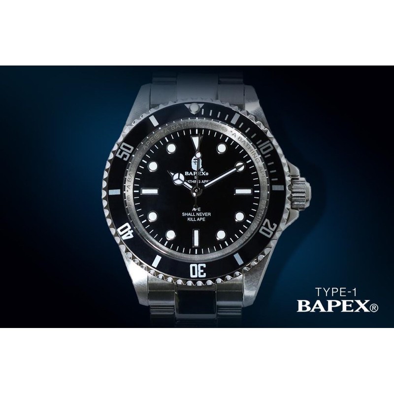 A Bathing Ape Bape Type1 Bapex Ape 黑水鬼鋼錶手錶 蝦皮購物