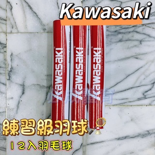 (現貨) KAWASAKI 羽球 羽毛球 KBG12407 練習級羽球 一筒12入 練習用 鴨毛 公司貨 配合核銷