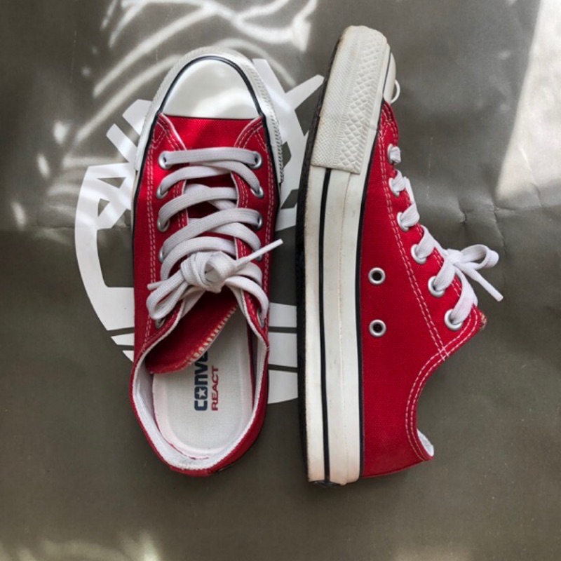 日本限定 CONVERSE ALL STAR COLORS OX/HI100週年 紅色低筒帆布鞋 黑標