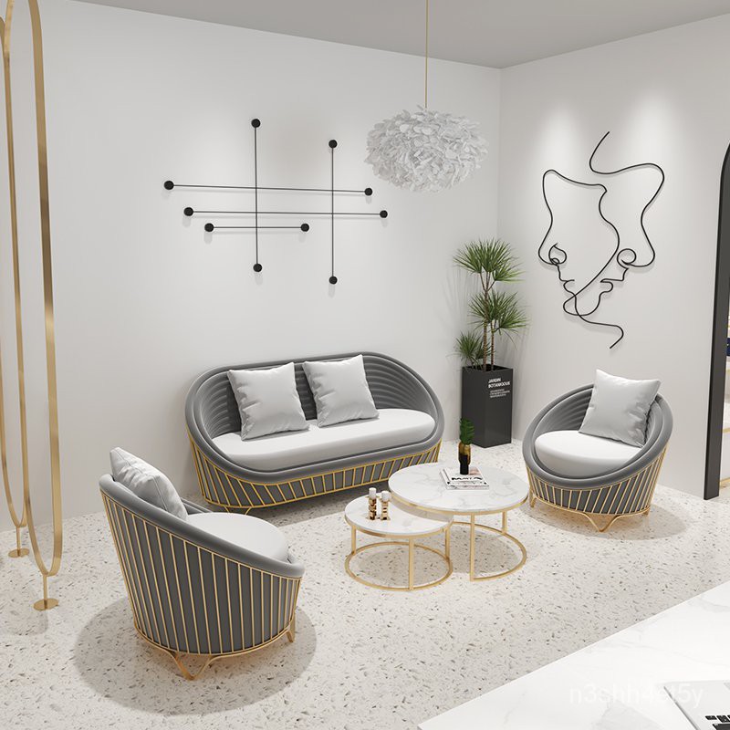 魚目白家居簡約辦公室沙發網紅美容院接待室沙發茶幾組合套裝美甲店休閒沙發5boo 蝦皮購物