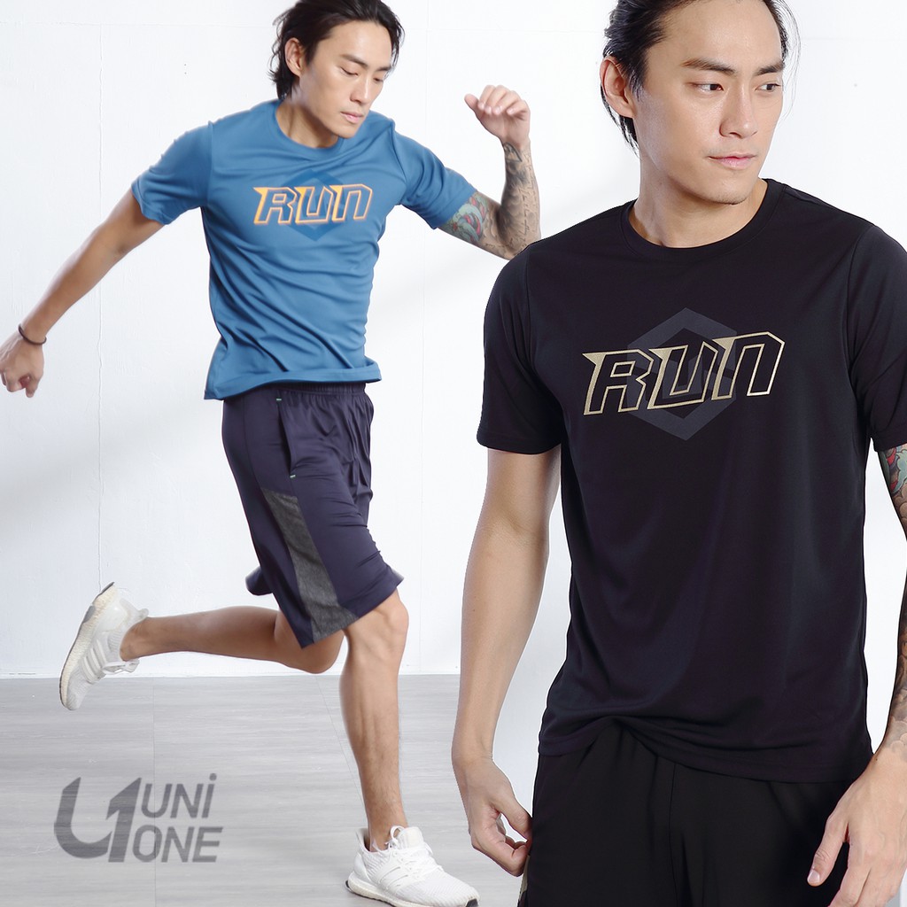 UNIONE【 598009 】 MIT台灣製RUN吸排透氣印花圖T 吸濕排汗 跑步 透氣舒適