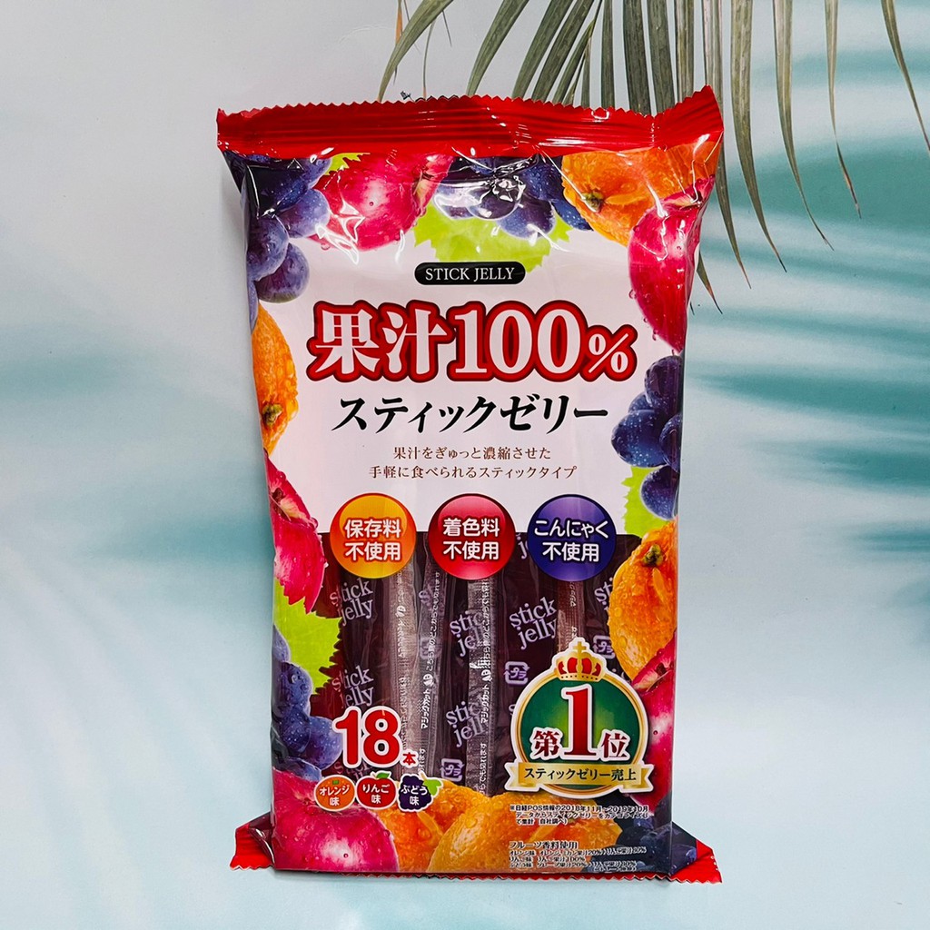 日本 Ribon 立夢 綜合水果風味果凍條 果汁100% 270g (橘子/蘋果/葡萄)