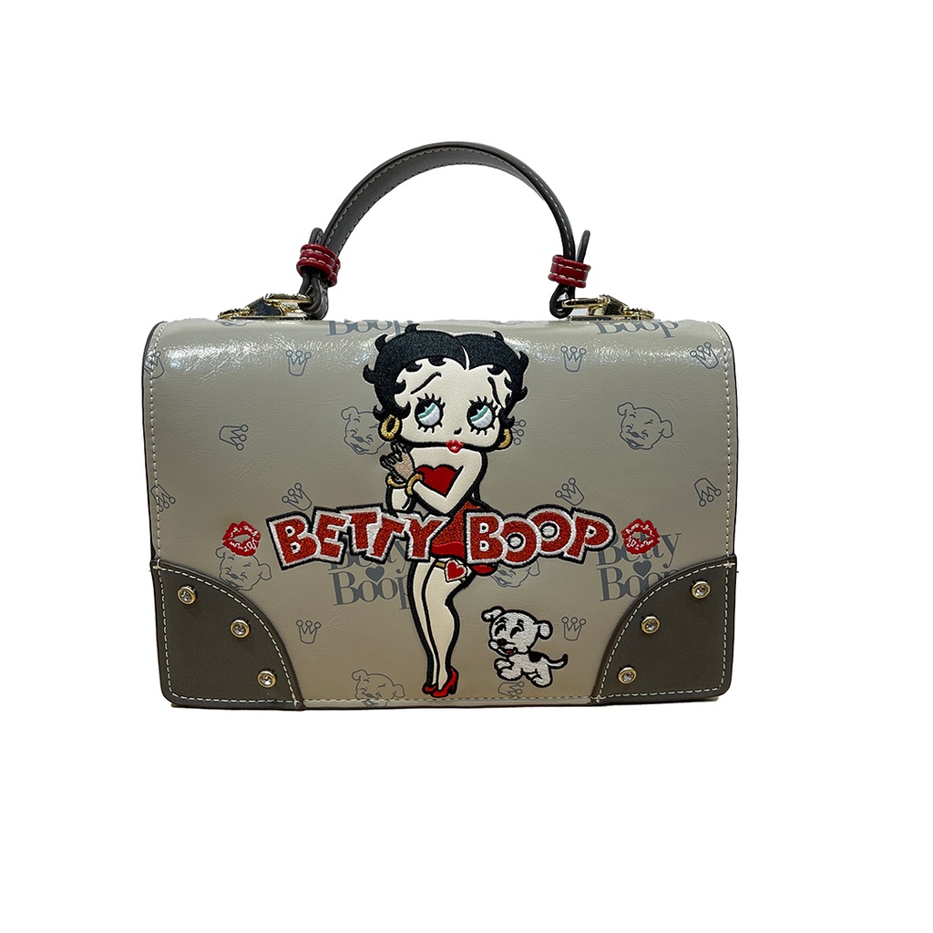 貝蒂 Betty Boop 百貨公司 專櫃 斜跨包 側背包 經典 時尚 滿版 相機包 穿搭 銀灰色 行旅包鋪