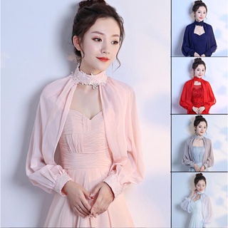 【🇹🇼現貨】 💖婚紗禮服雪紡披肩 長袖百搭 晚宴遮肉肉 披肩 新娘披肩 蕾絲披肩💖
