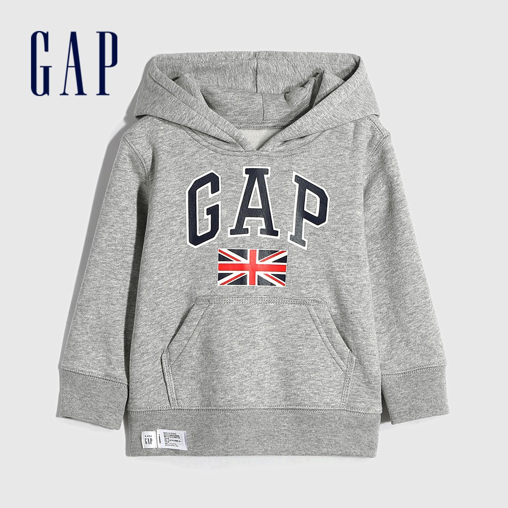 Gap 男幼童裝 Logo帽T-淺灰色(535475)