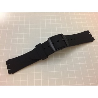 17mm 優質手感SWATCH 專用替代用,全平面黑色矽膠表帶
