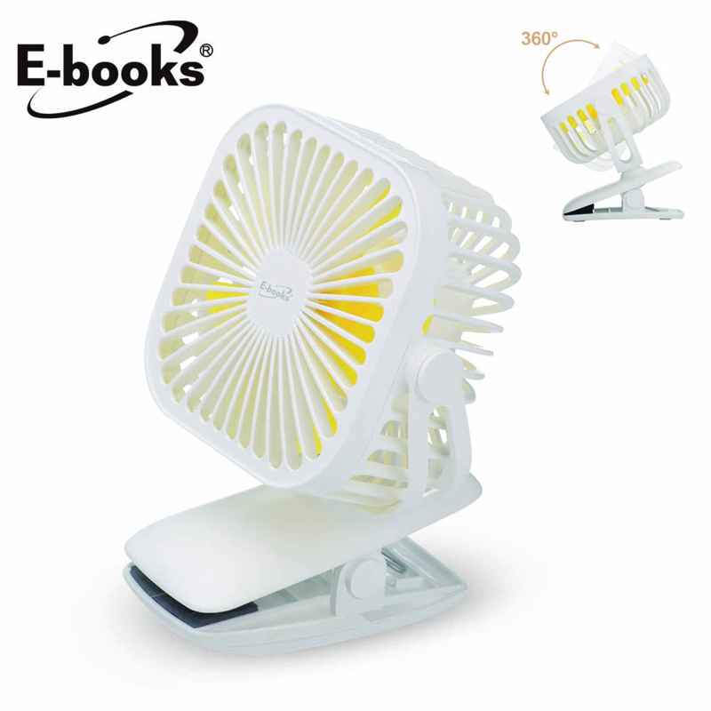 【E-books】K27 夾式360度任意轉充電風扇 / 白  TAAZE讀冊生活網路書店