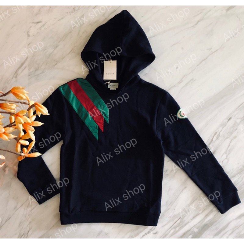 Gucci  經典配色 、手臂Logo   童裝 連帽T 、女成人可穿。