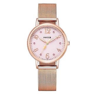 CITIZEN 星辰 WICCA (KP5-166-95) 台灣獨賣 聖誕節廣告款 浪漫粉玫瑰色水晶 米蘭帶腕錶