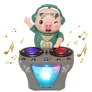 DJ 電子音樂跳舞豬玩具、搖滾輕音樂兒童玩具、電動娃娃燈光玩具、5 種音效、嬰兒音樂玩具