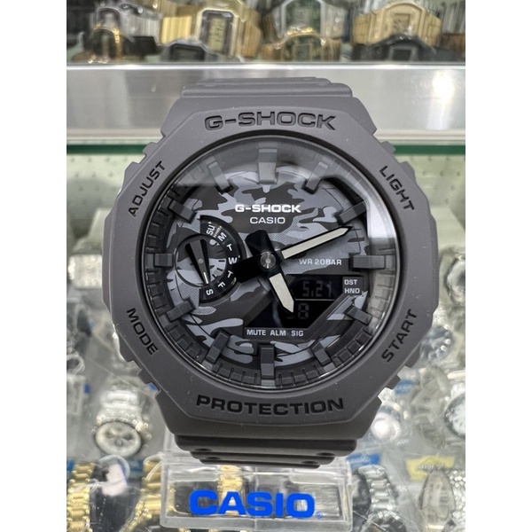 【金台鐘錶】CASIO卡西歐 G-SHOCK 超人氣的八角錶殼 (黑灰x迷彩) 農家橡樹 GA-2100CA-8A