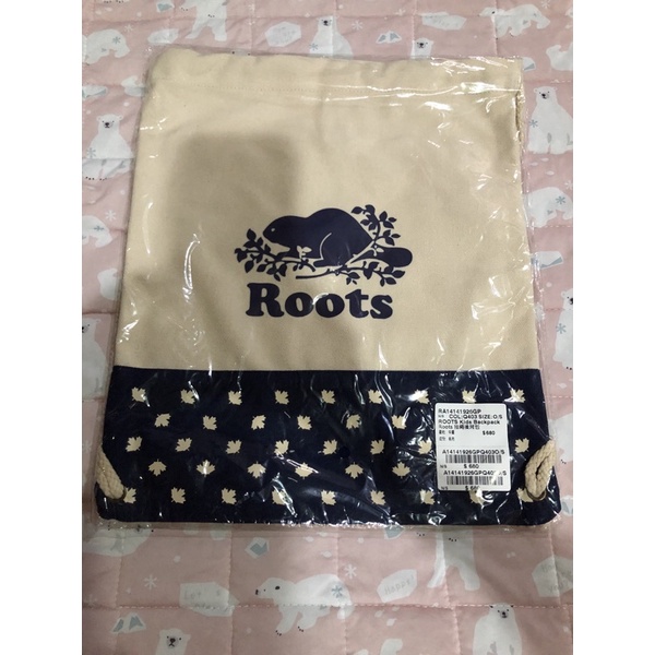 roots 抽繩後背包（藍）