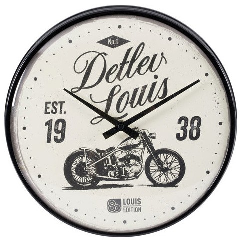 【德國Louis】LOUIS 80週年紀念版石英鐘 品牌復古經典圖案掛鐘凸面玻璃圓形款時鐘摩托車重型機車10014802