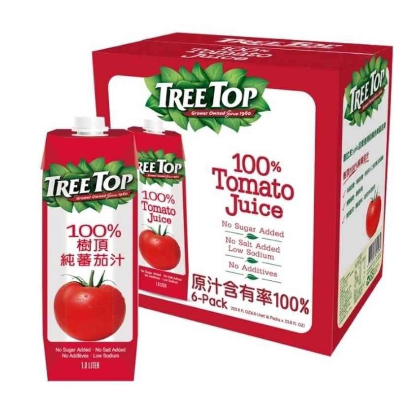 Tree Top 樹頂 100% 純番茄汁 1公升 X 6入（宅配）