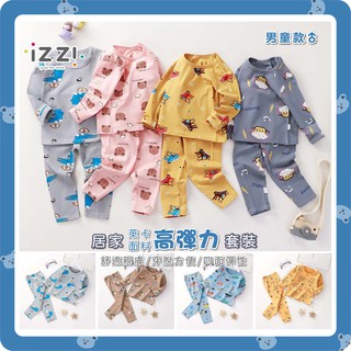 24h 臺灣出貨 電子發票32-010【韓款高彈力萊卡 兒童長袖家居套裝】秋冬薄款 男童 兒童睡衣 童裝 A 3
