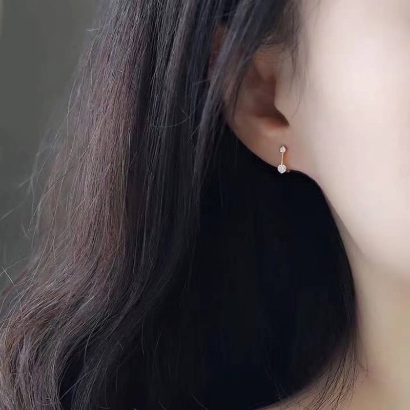 《現貨》香港正生銀飾 一字閃鑽s925純銀耳扣式耳環 單鑽耳扣耳環