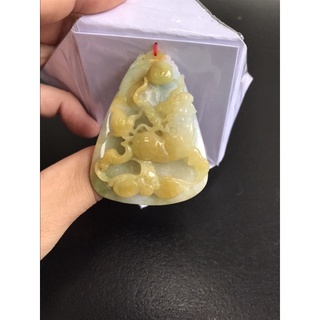 天然黃翡翡翠蓮花龍珠仁慈和祥麒麟玉珮玉墜