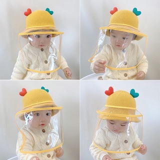 現貨❣️嬰兒防護面部罩防飛沫帽子防疫帽冬兒童可拆卸面罩