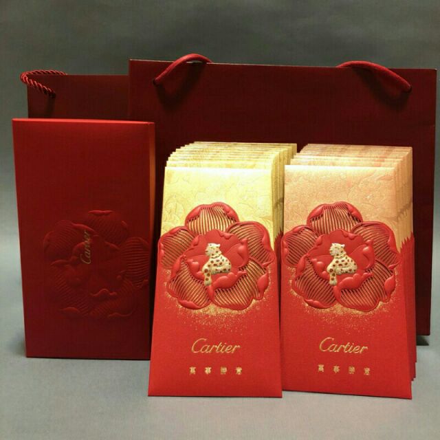 全新(20入禮盒裝) Cartier 紅包袋 金豹鏤空雕(萬事勝意/恭賀新禧)卡地亞 名牌紅包 精品紅包袋 /2024年