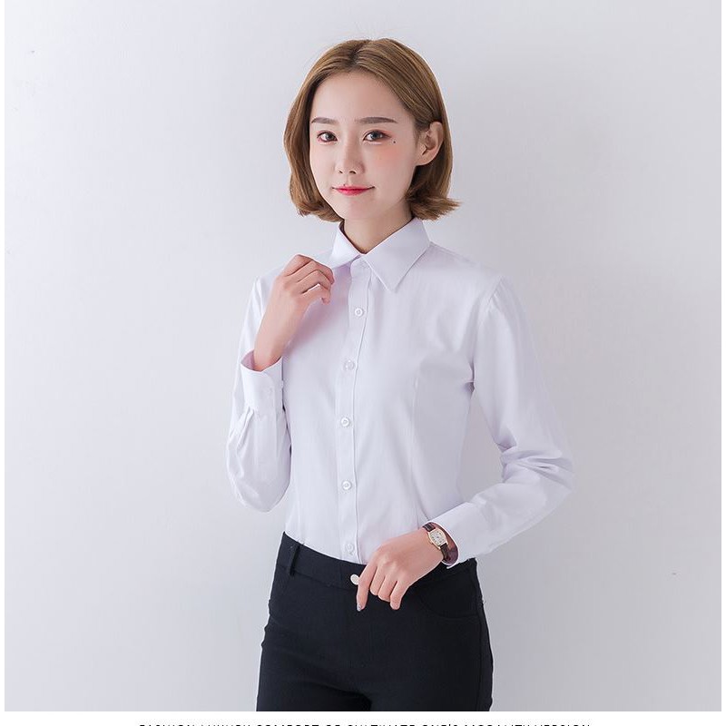 Weishton 抗皺襯衫 長袖 女款 素色白 斜紋白 斜紋藍 蝦皮購物